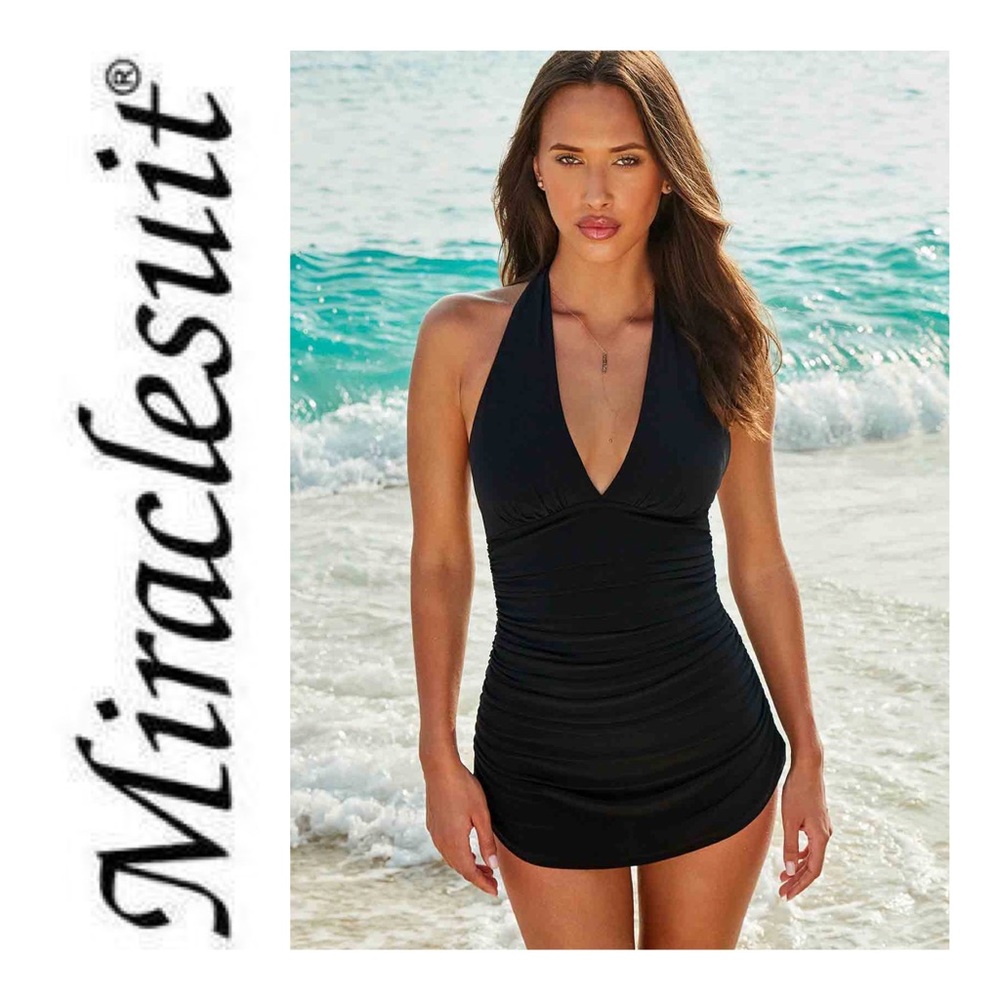 NWT MAGIC SUIT By MIRACLE SUIT Yvonne Swim One Piece Black Size 16